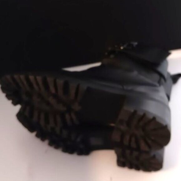 Karl Lagerfeld Paris Pippa Black Leather Bejeweled SideZip Lug-Sole Combat Boots - Picture 7 of 7